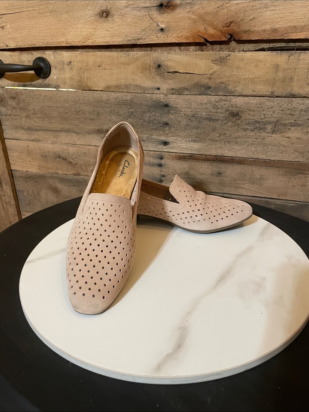 Clarks Women's Perforated Slip-On Loafers in Blush Pink